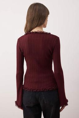 Murdum Dantel Garnili Premium/Ozel Iplikli Fitted/Vucuda Oturan Triko H?rka TWOAW26HI00098