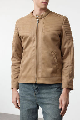 TRENDYOL MAN Camel Slim Fit Suet K?sl?k Biker Ruzgara ve Suya Dayan?kl? Mont Ceket TMNAW25MO00048 - Trendyolmilla фото 4