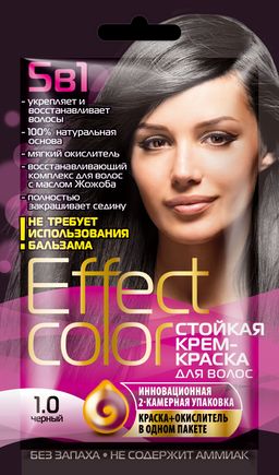 ФК/ Стойкая Крем-Краска д/в "Effect Сolor" (50мл), тон 1.0 Черный /4910/ .15