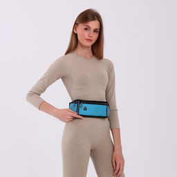 Сумка для бега, 3 отдела на молниях, светоотражающие элементы, отверстие для наушников, 50×0.1×11 см, голубая