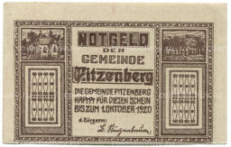 50 геллеров 1920 года Австрия Питценберг (нотгельд)