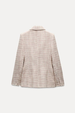 TEXTURED DOUBLE-BREASTED BLAZER - Zara фото 3