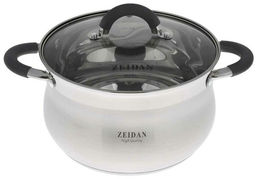 Кастрюля нерж 5,1 л ZEIDAN со стекл крышкой, мат тонир, арт. Z-50253