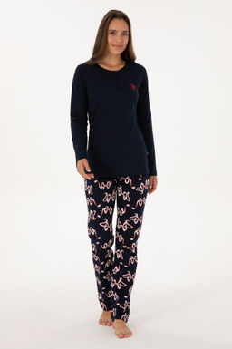 Kad_n Lacivert Pijama Tak_m_ Sepette S_rpriz _ndirim