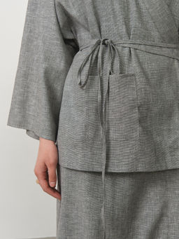 Жакет-кимоно льняной 42600 темно-серый