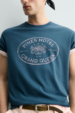 CAMISETA ESTAMPADO LAVADO / Azul?n