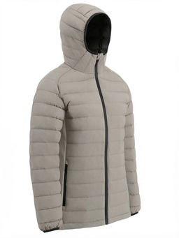 Куртка женская гибридная стёганая с капюшоном с графеновой подкладкой бежевого цвета 9622_1B