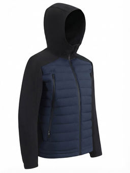Куртка мужская гибридная стёганая с капюшоном с графеновой подкладкой синего цвета 9627_1S