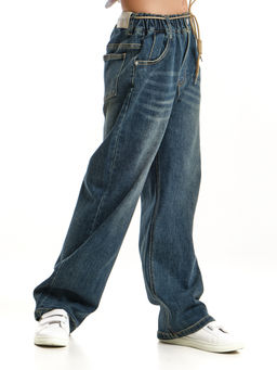 Джинсы для девочек прямого кроя 33-69031 синий - Mini maxi фото 9