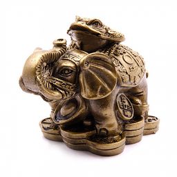 Фигурка Фен Шуй Жаба на слоне под бронзу символ богатства и благополучия 6см-8см