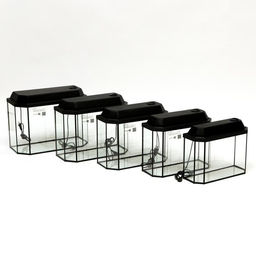 Комплект аквариумов Матрешка - 5шт, Панорамные с крышками, 15 л, 20 л, 25 л, 30 л, 40 л