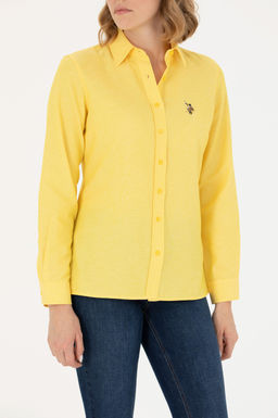 Женская желтая базовая рубашка с длинным рукавом - U.s. polo assn фото 20