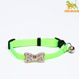 Ошейник кошачий Бантик со стразами, 30 х 1 см, салатовый
