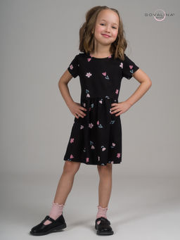 Платье Лето тюльпаны на черном