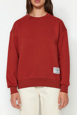 TRENDYOLMILLA Lacivert Etiket Detayl? Regular Bisiklet Yaka Orme Sweatshirt TWOAW24SW00289  фото 4