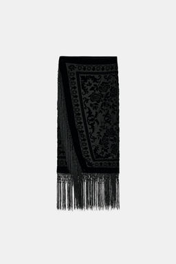 ZW COLLECTION LIMITED EDITION VELVET FRINGED SKIRT - Zara фото 6