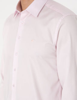 A__k Pembe %100 Pamuk Parlak Saten Slim Fit Uzun Kollu Basic G_mlek