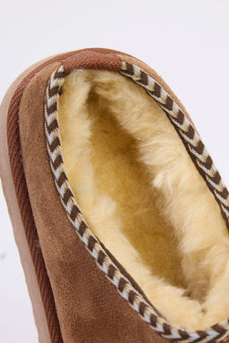 Taba Nak?s Detayl? Ici Kurklu Kal?n Taban Kad?n Bilekte Terlik Bot TAKAW26BO00003