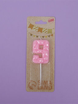 Цена за 3 шт. Свеча для торта «Цифра 9», светло-розовая