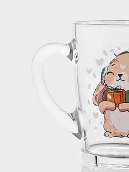 Цена за 20 шт. Кружка Капучино. Новогодние зверушки, 300 мл, стекло, рисунок МИКС