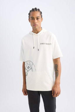 DeFactoFit Футболка оверсайз NBA Denver Nuggets с капюшоном и принтом на спине с короткими рукавами  фото 5