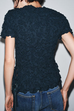 TEXTURED KNIT TOP WITH BOWS - Zara фото 3