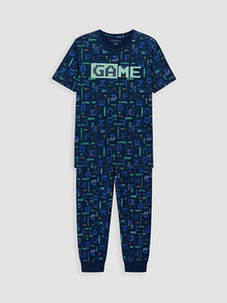 Bask?l? Erkek ?ocuk Pijama Tak?m