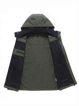 Ветровка мужская софтшелл виндстоппер с капюшоном спортивная цвета хаки 9617_1Kh
