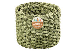 Набор 3 плетеных корзин, 1 корзинка 18*18*15 см, 1 корзинка 15*15*13см, 1 корзинка 12*12*10см, зелен