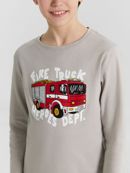 Комплект для мальчиков домашний бежевый с принтом fire truck - Mark formelle фото 7