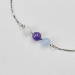 Браслет регулируемый для Тельца из Агата, Аметиста и Лунного камня - Радуга самоцветов фото 3