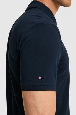 Erkek Slim Fit Polo Yaka Koyu Lacivert Basic Ti__rt