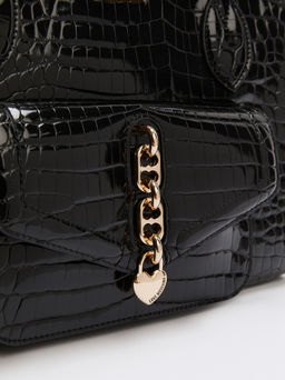 Женский тоут LOVE MOSCHINO CHAIN DETAIL CROCO Артикул 4192185, черный  фото 3