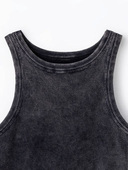 Топ женский черный с обработкой эйсид в рубчик - Mark formelle фото 6