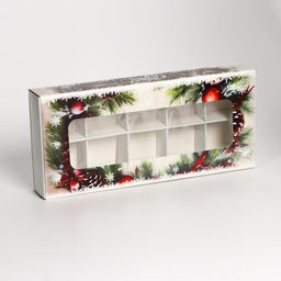 Коробка под 10 конфет «С Новым годом!», 9.8×22×3.5 см