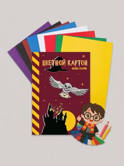 Картон цветной А4 немелованный 8 цв. "Школа Магии", односторонний, 8 л