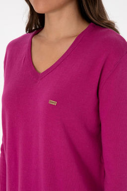 Kad_n Pembe V Yaka Basic Kazak - U.s. polo assn фото 7