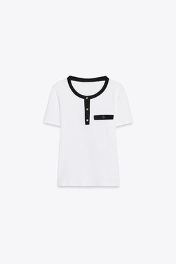 T-SHIRT WITH CONTRASTING TRIMS - Zara фото 5
