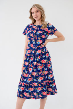 Платье женское из кулирки Кармелита красно-синий - Амадэль фото 4