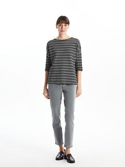 Bisiklet Yaka ?izgili Kad?n Ti??rt