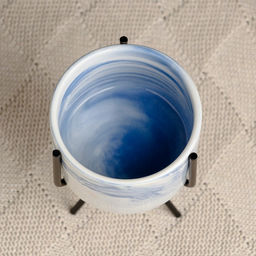 Кашпо Цилиндр, 280 мл, керамика, на чёрной подставке, белое - Take it easy фото 3