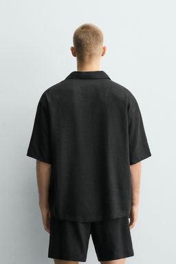 CAMISA POLO REGULAR FIT LINO - VISCOSA / Negro - Zara фото 3