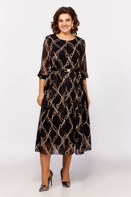 Платье Swallow 792.2 черный/принт бежевые цепи