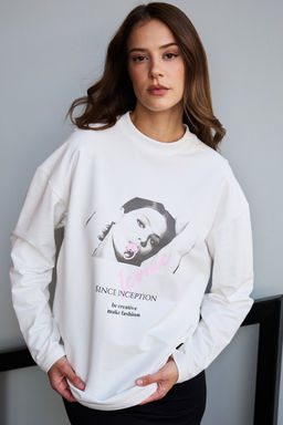 Лонгслив оверсайз с принтом