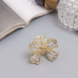 Цена за 6 шт. Крабик для волос «Доротеа», бабочка элит, 3.5 см, золото