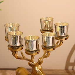 Подсвечник на 6 свечей Олень, 23?28?41 см, алюминий