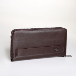 Портмоне-клатч мужской на молнии, с ручкой, коричневое