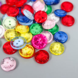 Пуговицы пластик 2 прокола "Полупрозрачная вспышка" 1,4х1,4 см набор 60 шт МИКС 2,5х5х5,7 см 90957