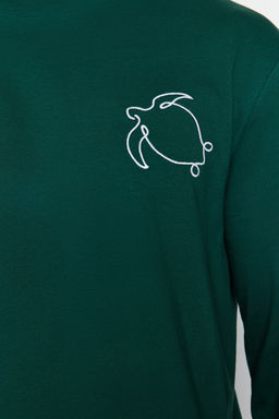 TRENDYOL MAN Yesil %100 Pamuk Regular Fit Nak?sl? Orme Buyuk Beden Pijama Tak?m? TMNAW24AI00004 - Trendyolmilla фото 4