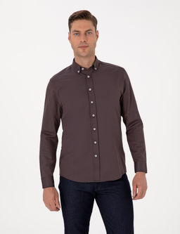 Koyu Kahverengi Regular Fit Uzun Kollu G_mlek